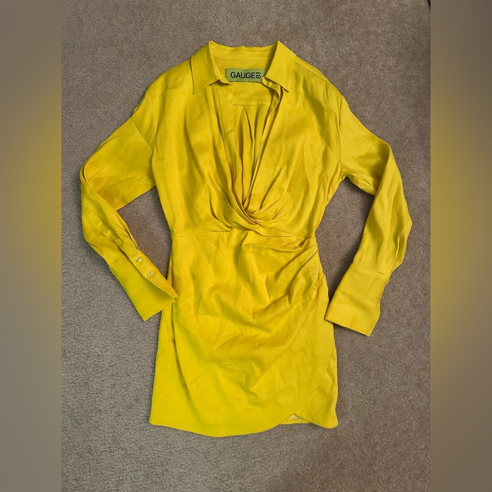 Gauge81 NAHA LINEN linen draped shirt mini dress - Small. EUC.